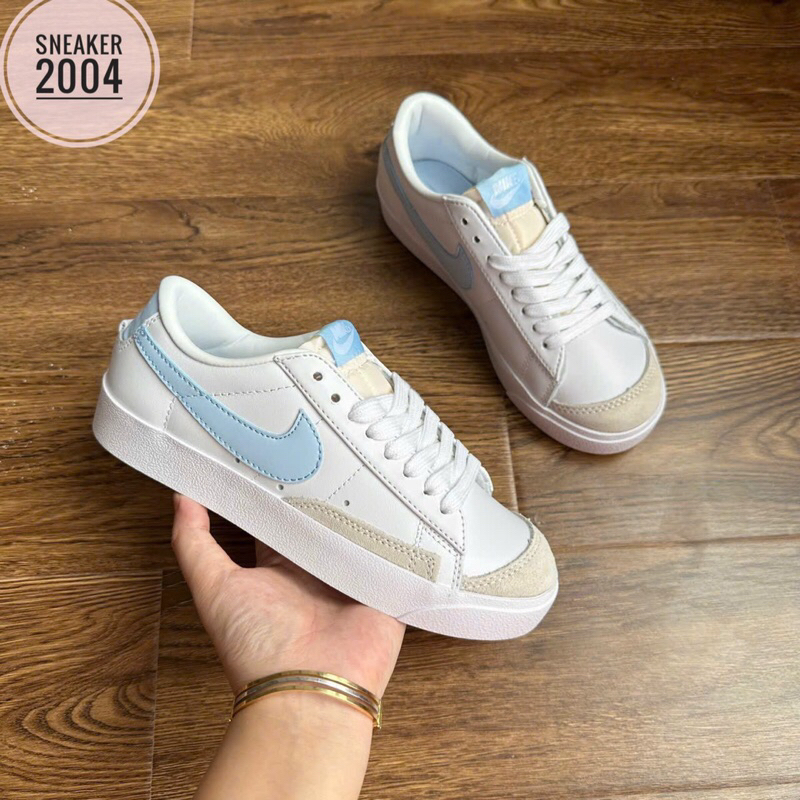 Giày thể thao Blazer trắng xanh mint Low 77 _Nike v Trắng vệt xanh biển  full hàng cao cấp Full Box Bill