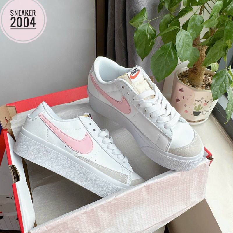 Giày thể thao Blazer trắng xanh mint Low 77 _Nike v Trắng vệt xanh biển  full hàng cao cấp Full Box Bill