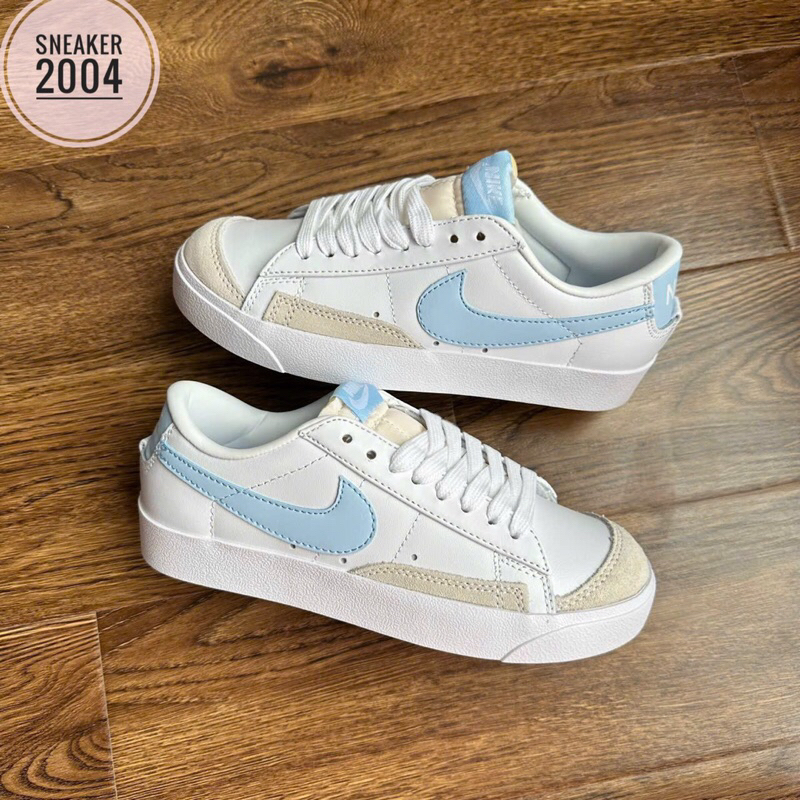 Giày thể thao Blazer trắng xanh mint Low 77 _Nike v Trắng vệt xanh biển  full hàng cao cấp Full Box Bill