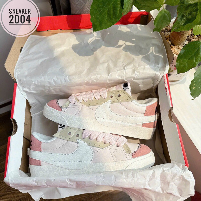 Giày thể thao Blazer trắng xanh mint Low 77 _Nike v Trắng vệt xanh biển  full hàng cao cấp Full Box Bill