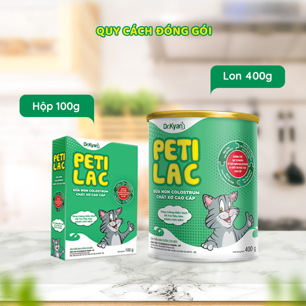 Dr.Kyan - Sữa bột dinh dưỡng PETILAC - Bổ sung sữa non Colostrum & Chất xơ cao cấp cho mèo 400g