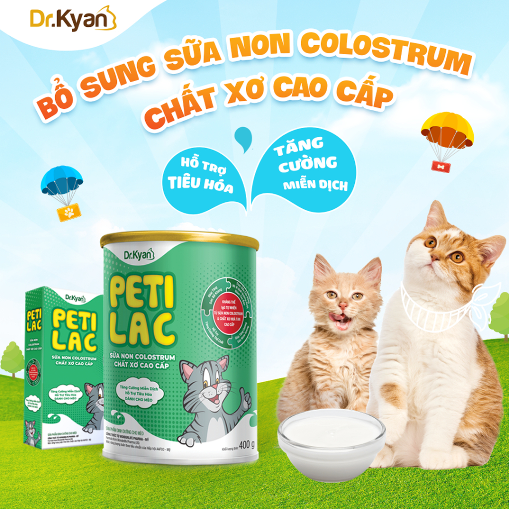 Dr.Kyan - Sữa bột dinh dưỡng PETILAC - Bổ sung sữa non Colostrum & Chất xơ cao cấp cho mèo 100g