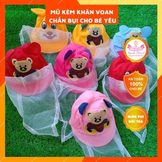 Mũ kèm khăn Voan che gió cho bé