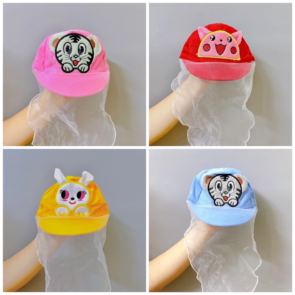 Mũ kèm khăn Voan che gió cho bé