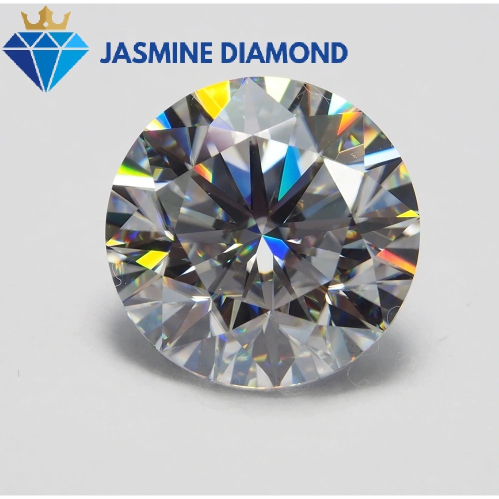 Kim cương nhân tạo Mỹ Moissanite giác cắt tròn màu trắng