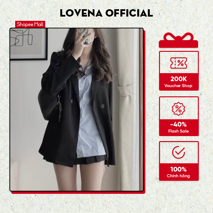 Áo khoác vest nữ blazer cao cấp hàng thiết kế Hàn Quốc túi đứng Junnie Closet BL05 Thương hiệu Lovena