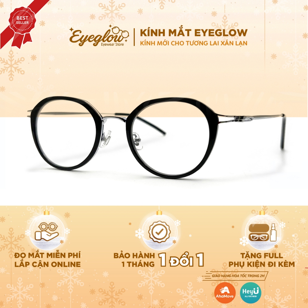 Gọng kính cận loạn Eyeglow dáng tròn phong cách Hàn Quốc mix match với mọi outfit cực xinh EG2275