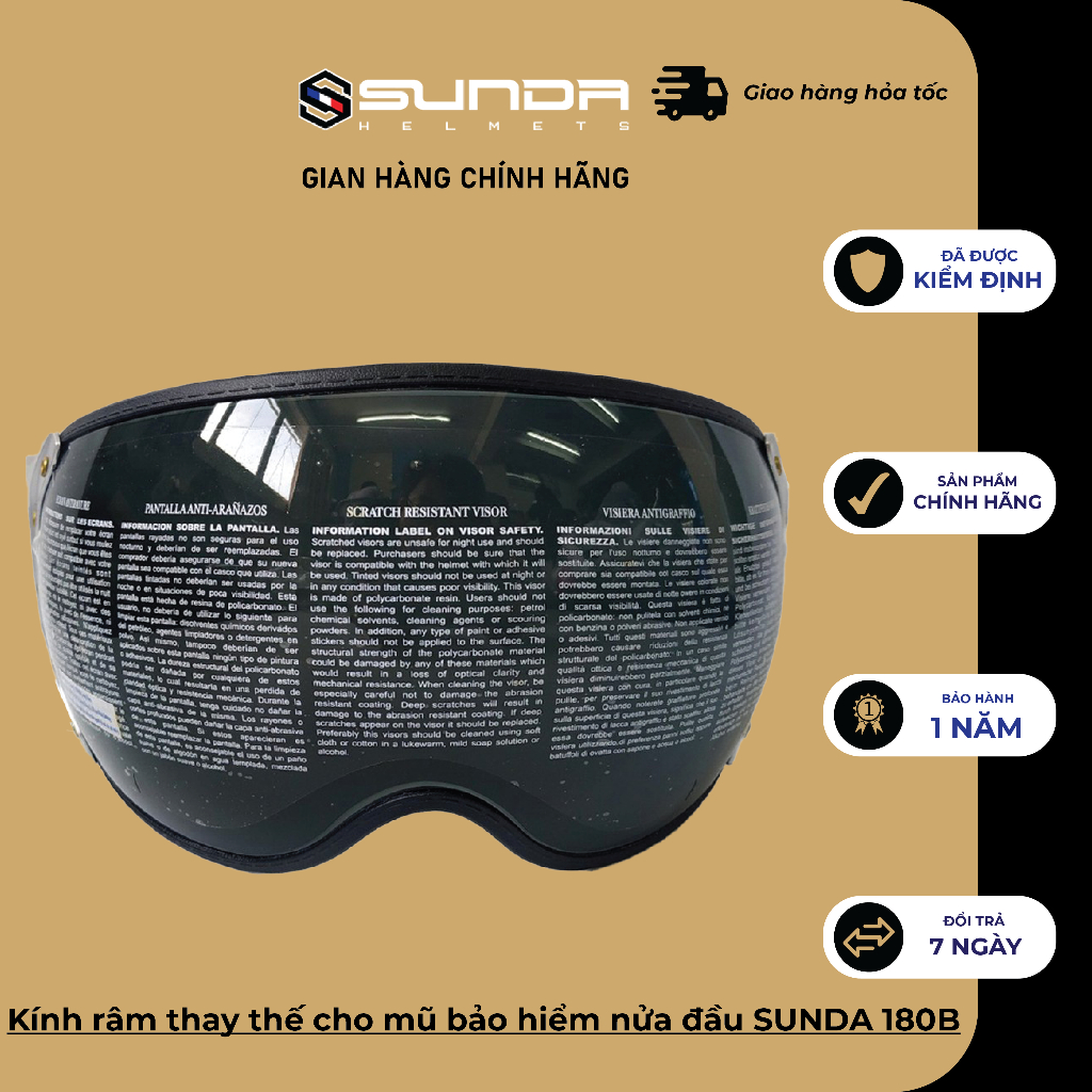 Kính râm thay thế cho mũ bảo hiểm nửa đầu SUNDA 180B