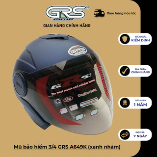 GRS A649K - mũ bảo hiểm 3/4 dành cho người size đầu lớn (màu xanh nhám)
