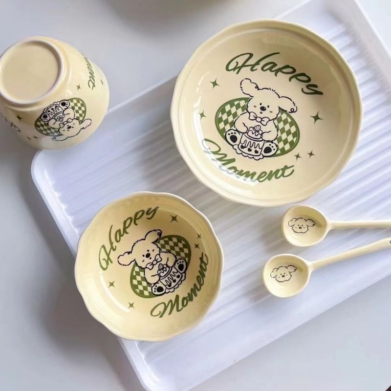 Bộ bát ăn dặm cho bé bằng gốm sứ nhiều màu dễ thương