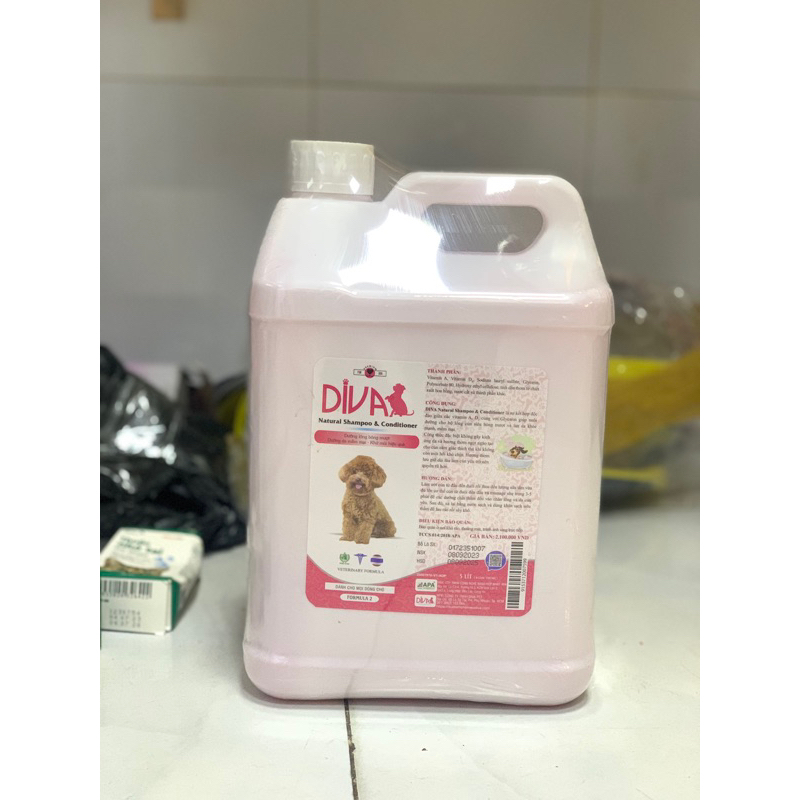 [Diva 5L]  Sữa tắm siêu thơm tiết kiệm Diva Hồng dành cho chó can 5L