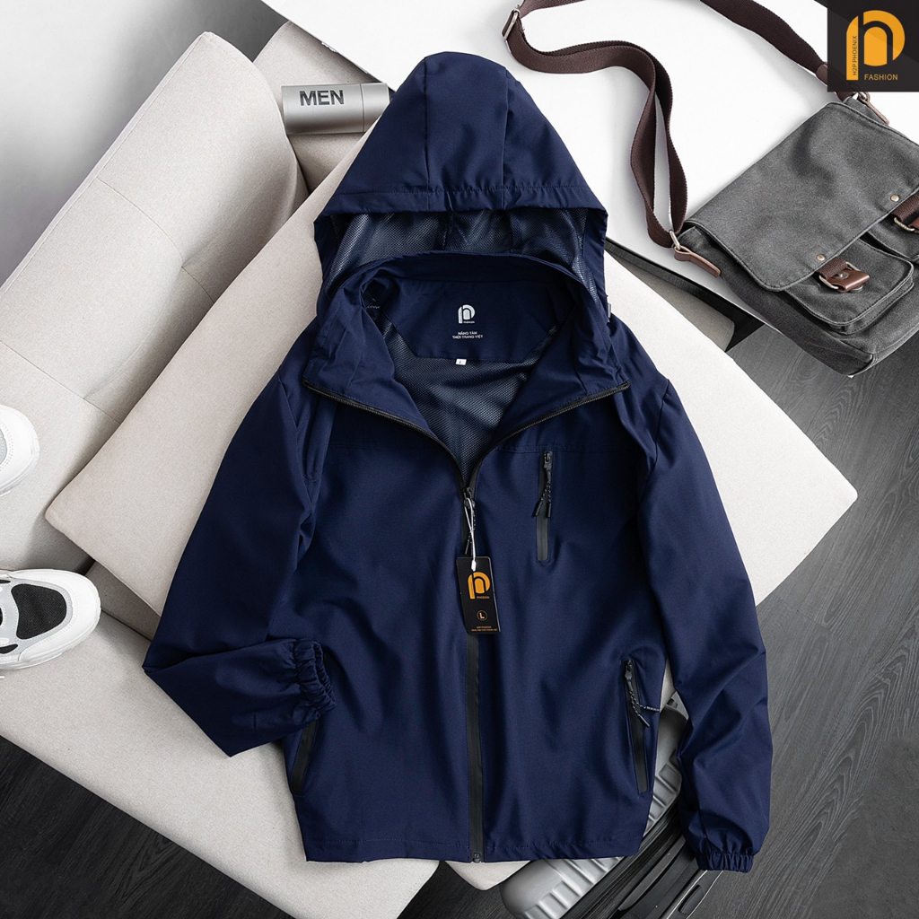 Áo khoác gió nam hai lớp lót lưới mũ rộng, chống gió chống nước siêu đỉnh G52