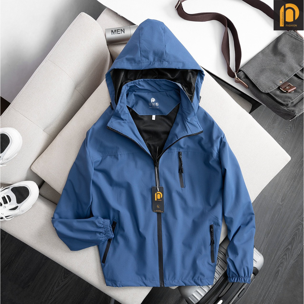 Áo khoác gió nam hai lớp lót lưới mũ rộng, chống gió chống nước siêu đỉnh G52