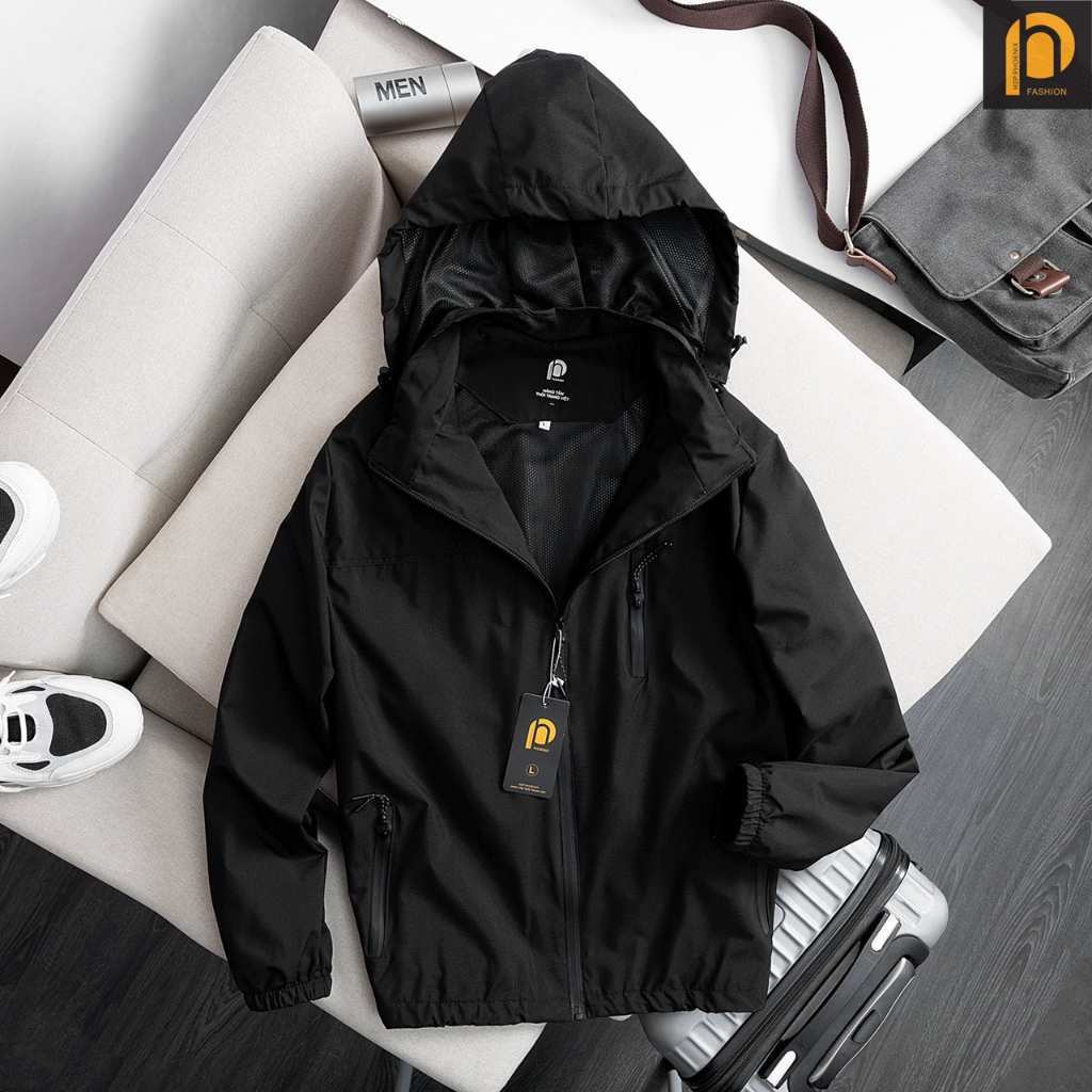 Áo khoác gió nam hai lớp lót lưới mũ rộng, chống gió chống nước siêu đỉnh G52