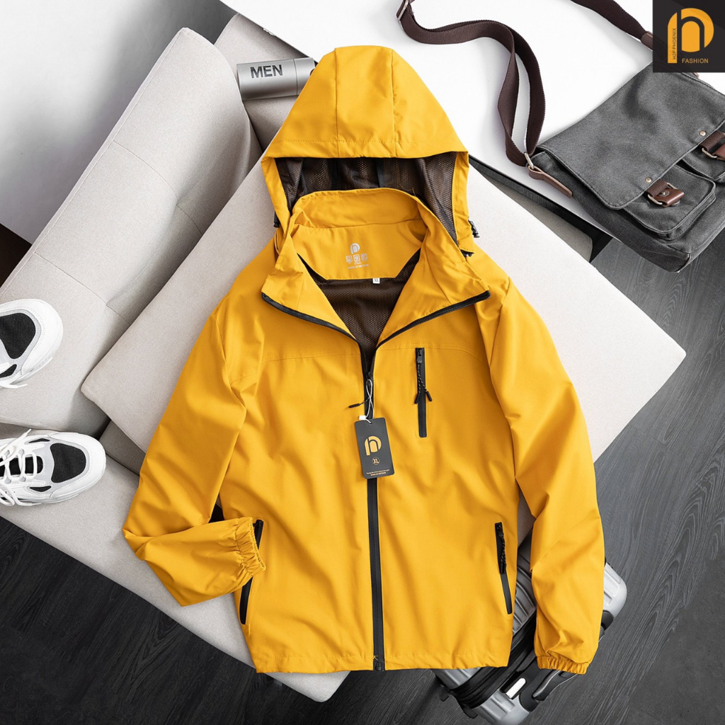 Áo khoác gió nam hai lớp lót lưới mũ rộng, chống gió chống nước siêu đỉnh G52