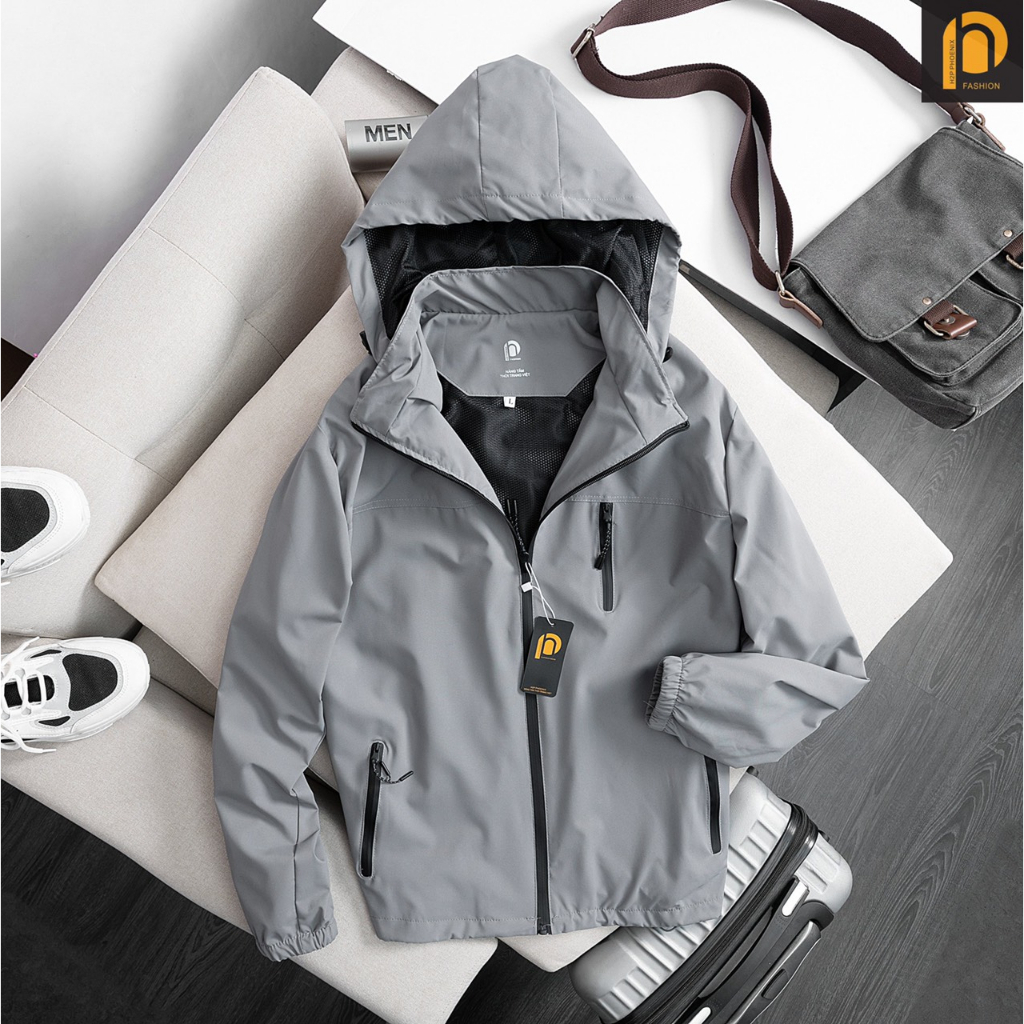 Áo khoác gió nam hai lớp lót lưới mũ rộng, chống gió chống nước siêu đỉnh G52