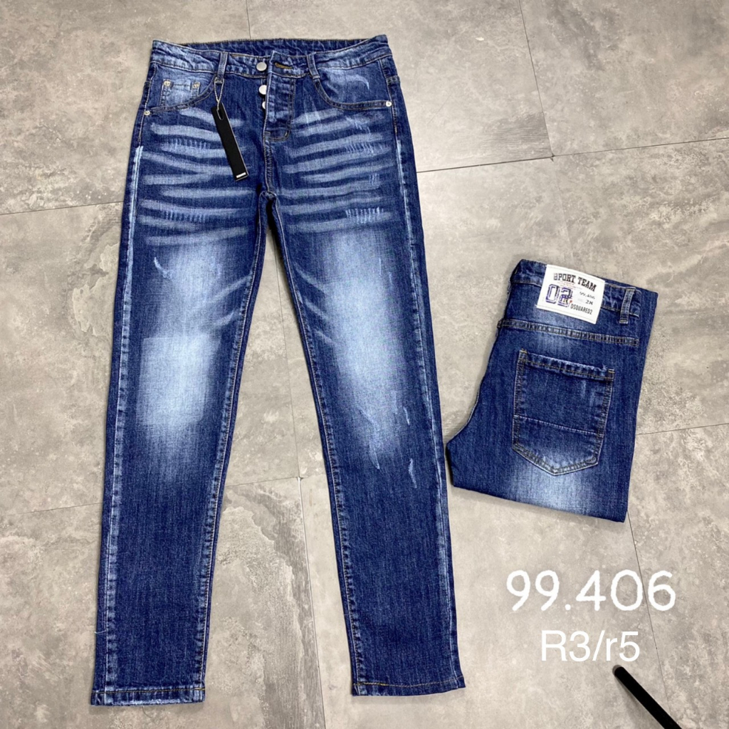 Quần Jeans Biker DSQ Phối Logo Lá Phong Đỏ Loang  Hàng Đẹp - Quần Jeans Bò Nam Dày Dặn Hot Trend