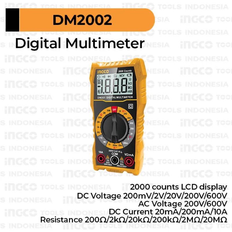 Đồng hồ đo điện đa năng (dòng bình dân) INGCO DM2002 (240523)