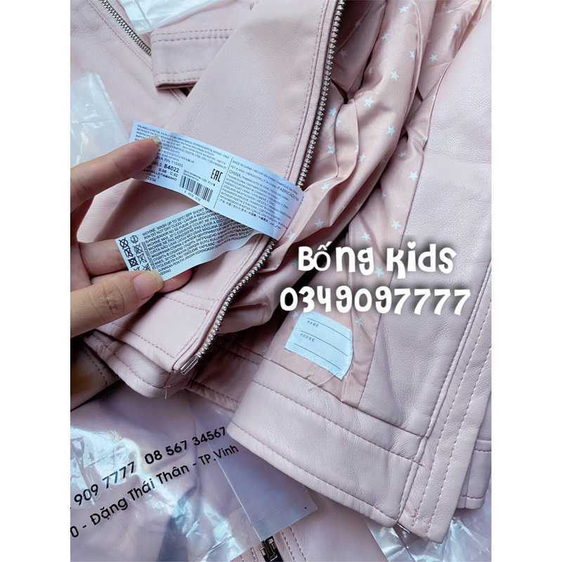Áo Khoác Da Bé Gái Cổ Tàu Hồng Pastel MG
