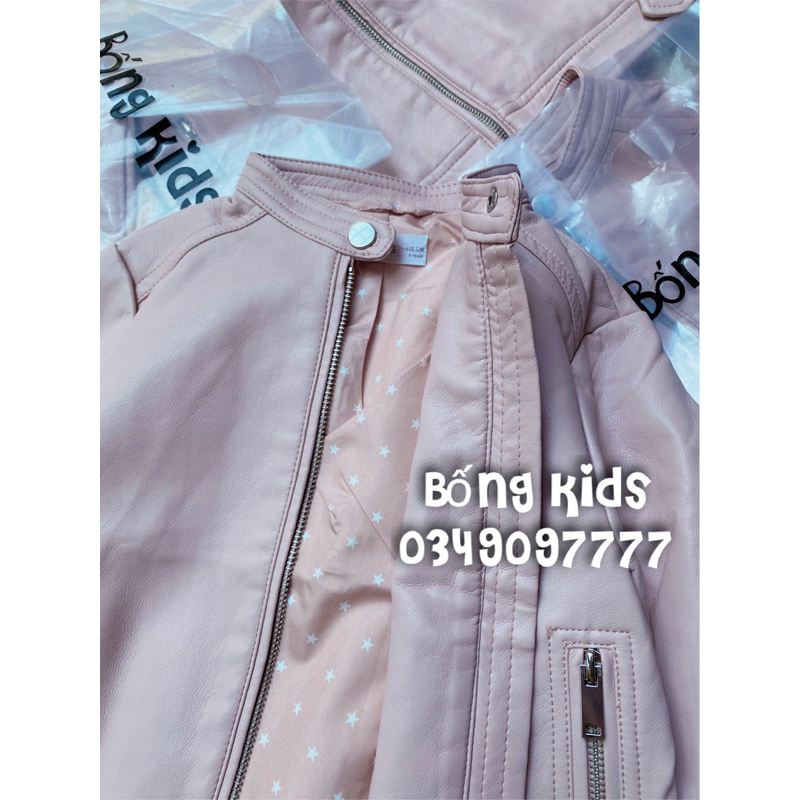 Áo Khoác Da Bé Gái Cổ Tàu Hồng Pastel MG