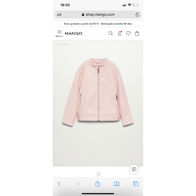 Áo Khoác Da Bé Gái Cổ Tàu Hồng Pastel MG