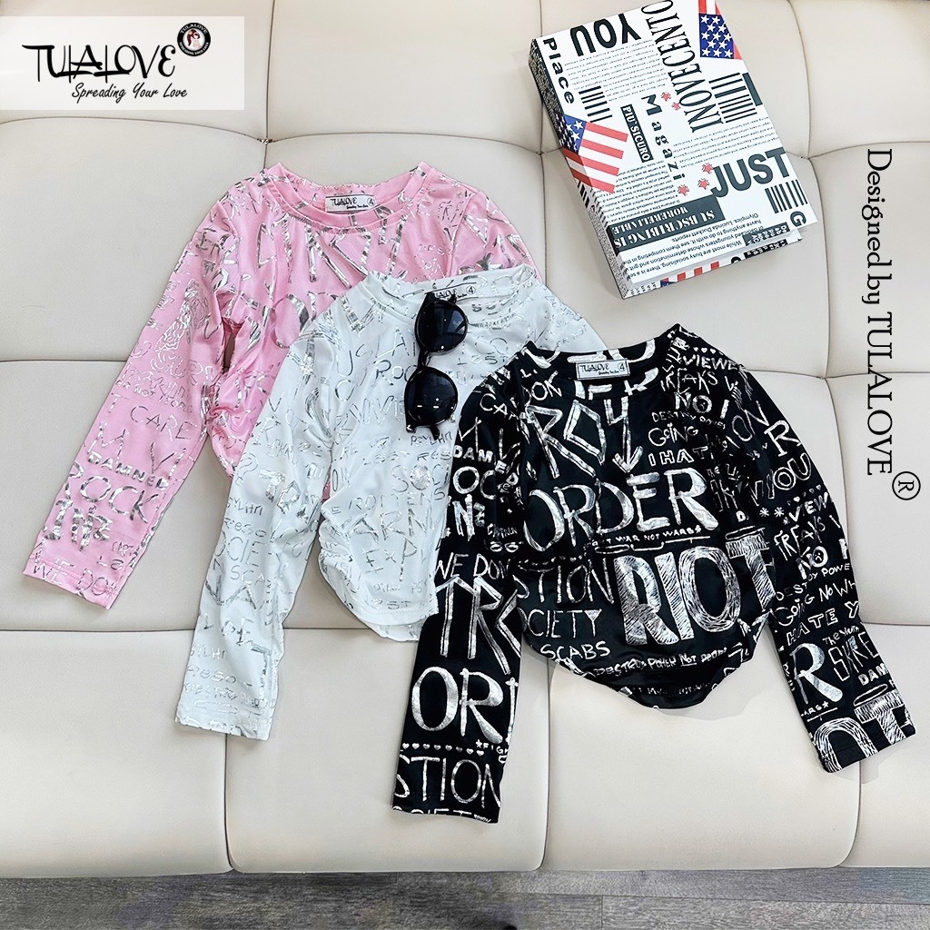 Áo Croptop Dài Tay Họa Tiết Sành Điệu Cho Bé Gái Màu Xinh Xắn áo croptop Tulalove
