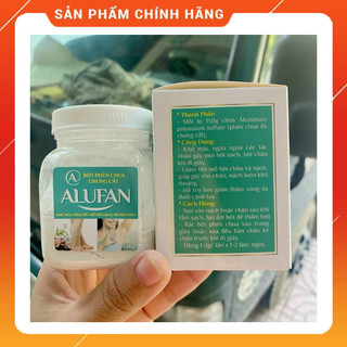 Hộp 150g bột phèn chua chưng cất nguyên chất alufan khử mùi hôi nách, hôi chân