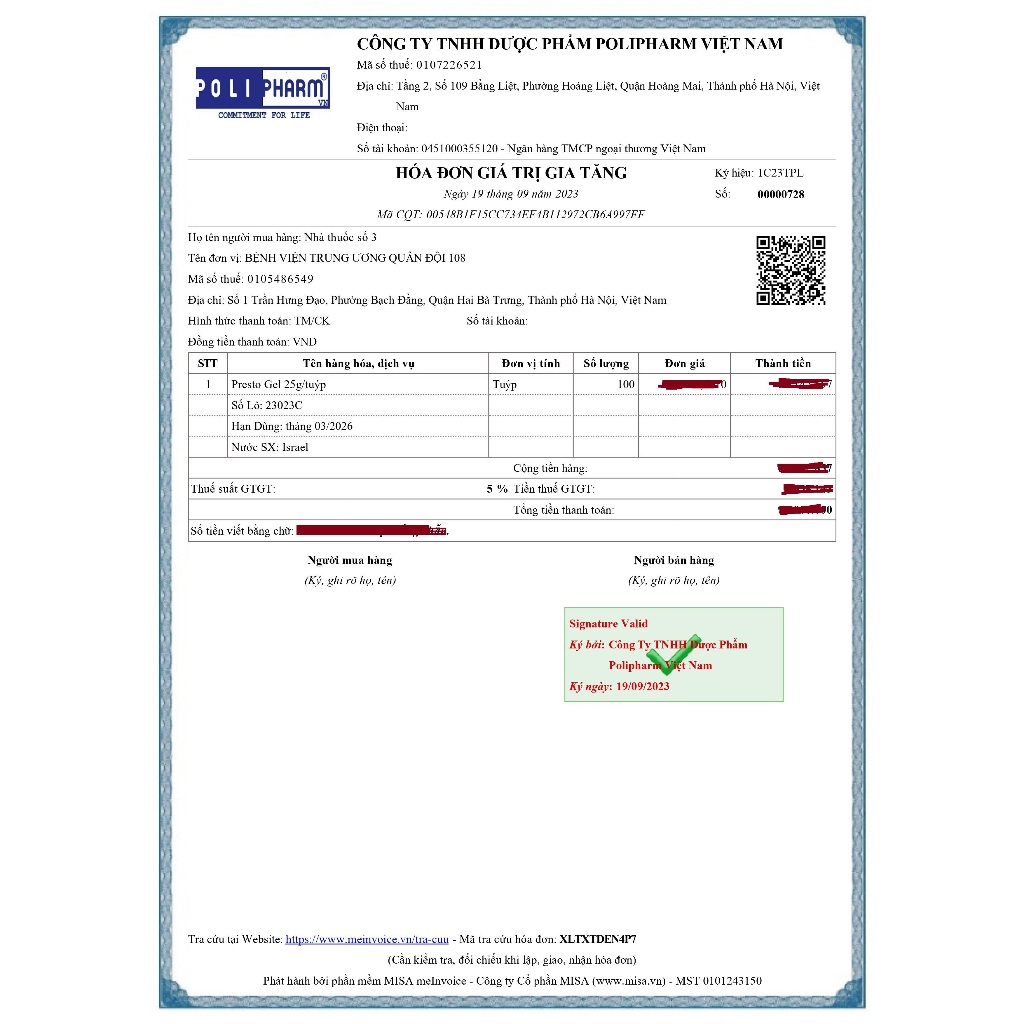 Chính hãng Gel Bôi trĩ Presto nhập khẩu Danpharm - Israel, túi 3g - Polipharm