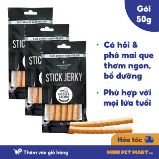 Cá Hồi Và Phô Mai Que Cho Chó BOWWOW Snack Ăn Vặt Bánh Thưởng Cho Chó Hỗ Trợ Huấn Luyện Gói 50g - Mini Pet Mart