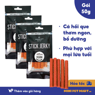 Cá Hồi Que Cho Chó BOWWOW Snack Ăn Vặt Bánh Thưởng Cho Chó Hỗ Trợ Huấn Luyện Gói 50g - Mini Pet Mart