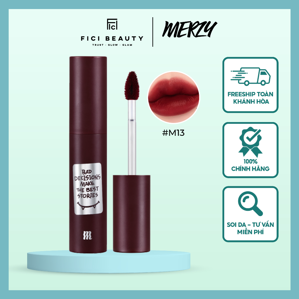 Son Kem Siêu Lì, Mịn Môi Merzy Noir In The Mellow - M13 Vapor Red Red Edition