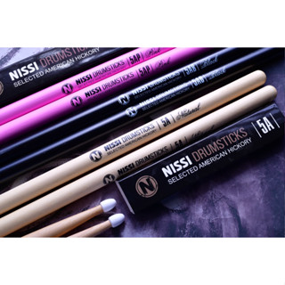 Dùi trống Nissi Drumsticks 5A Pink, Black, Natural, Nylon Tip