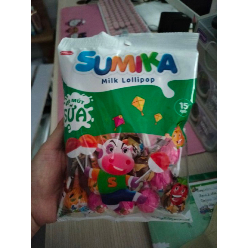 Túi kẹo mút Sữa SUMIKA Bibica 135g 15 que