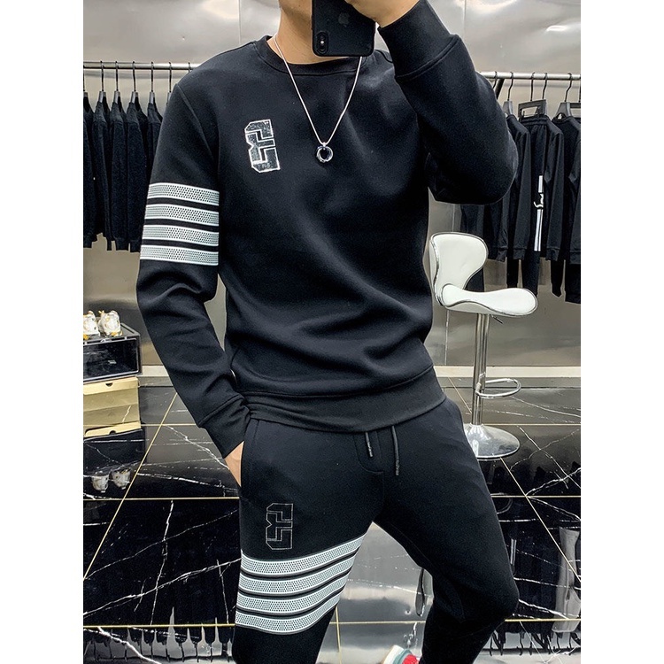 Bộ nỉ nam 4 sọc Thom Chữ B bộ quần áo dài thu đông nam thời trang phong cách