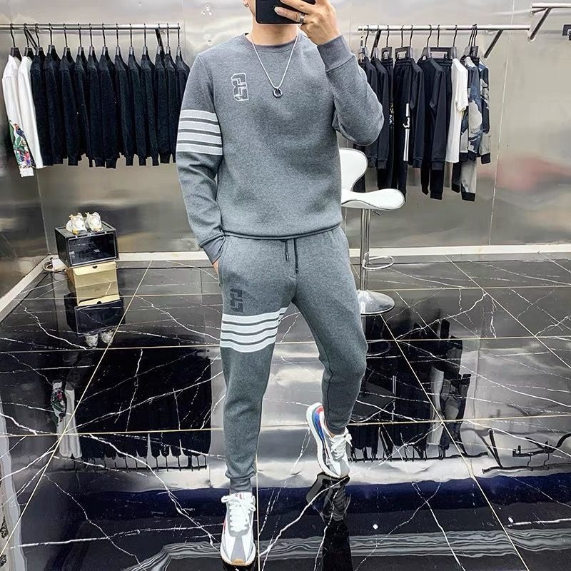 Bộ nỉ nam 4 sọc Thom Chữ B bộ quần áo dài thu đông nam thời trang phong cách