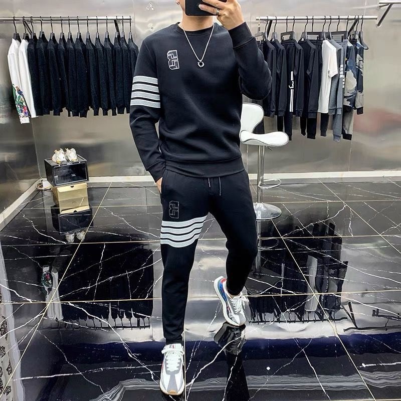 Bộ nỉ nam 4 sọc Thom Chữ B bộ quần áo dài thu đông nam thời trang phong cách