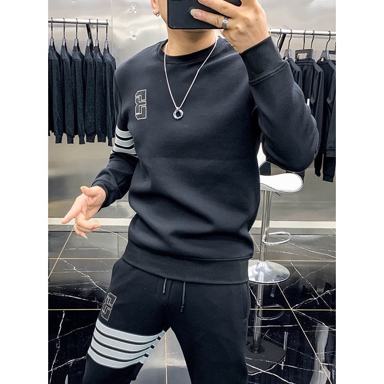 Bộ nỉ nam 4 sọc Thom Chữ B bộ quần áo dài thu đông nam thời trang phong cách