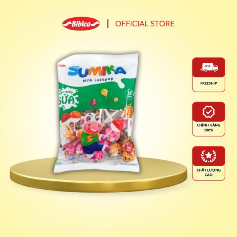 Túi kẹo mút Sữa SUMIKA Bibica 135g 15 que