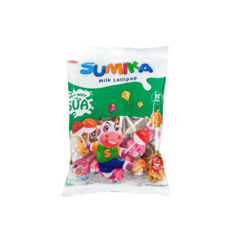Túi kẹo mút Sữa SUMIKA Bibica 135g 15 que