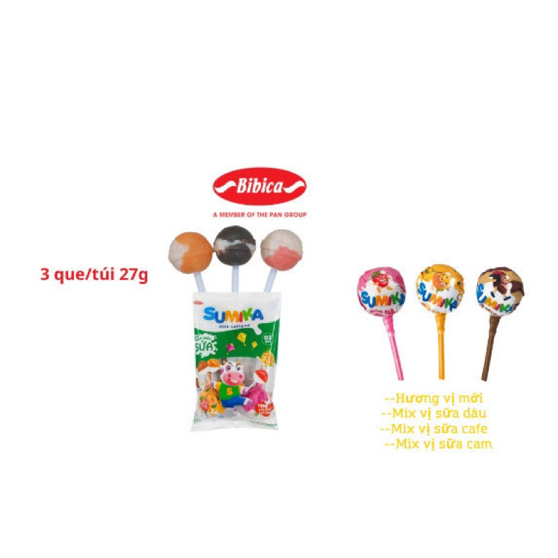 Túi kẹo mút Sữa SUMIKA Bibica 135g 15 que