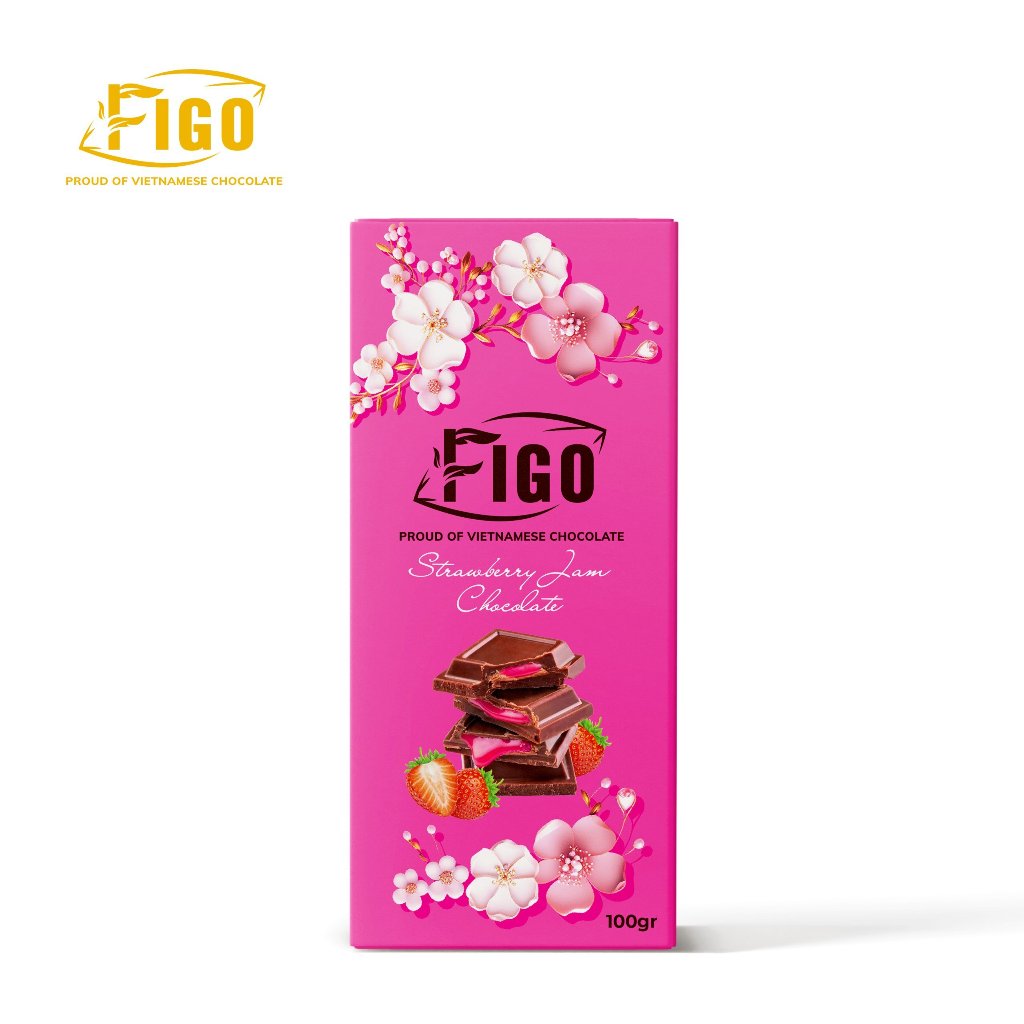 [QUÀ TẶNG SOCOLA TẾT MỨT DÂU 100G] Socola sữa nhân mứt dâu 100g FIGO