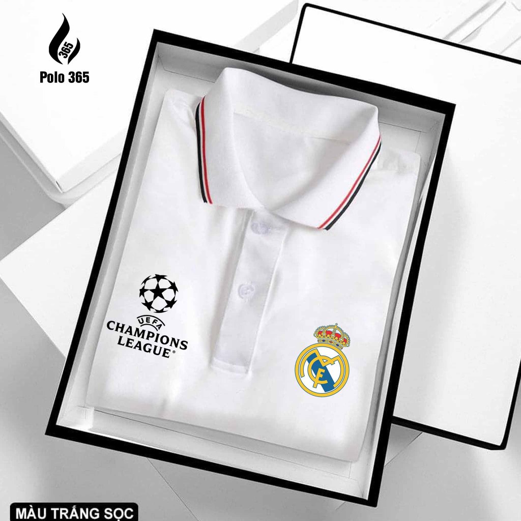 Áo thun polo câu lạc bộ real madrid , áo polo real chất cá sấu, polo các câu lạc bộ 365 - polo 365