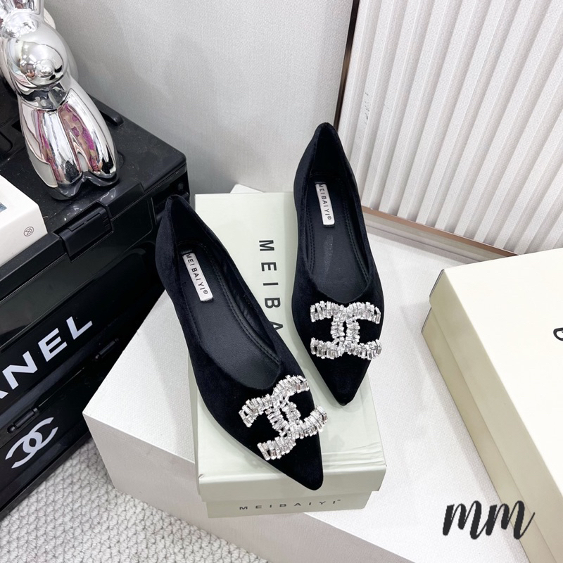 Giày bệt nhung khoá mũi nhọn hàng fullbox