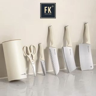 Bộ dao nhà bếp cao cấp kèm ống đựng xinh xắn, bộ dao 7 món công nghệ chống gỉ BO