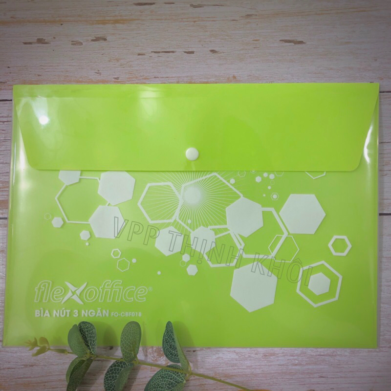 Bìa Nút 3 Ngăn - Flexoffice FO-CBF018 - Màu Xanh Chuối