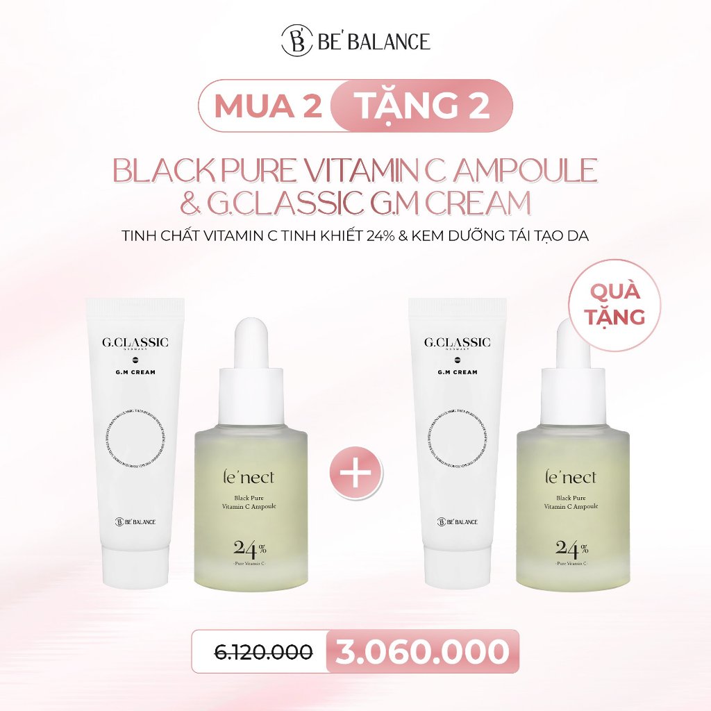 Combo dưỡng sáng mờ thâm BLACK PURE VITAMIN C AMPOULE & GCLASSIC GM CREAM