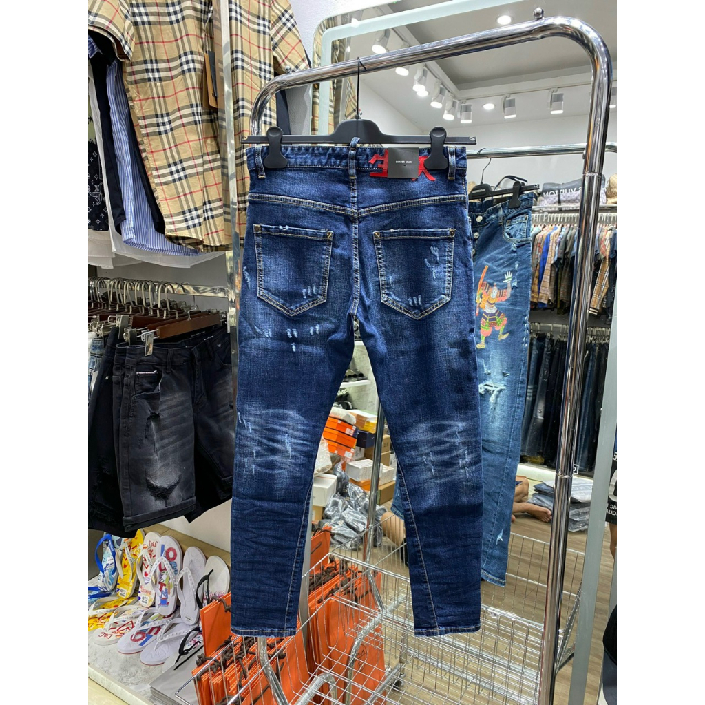 Quần Jeans DSQ Nam Thêu Logo Hình Sam Siêu Chất - Quần DSQ Nam Vẩy Sơn Cao Cấp Hót 2023
