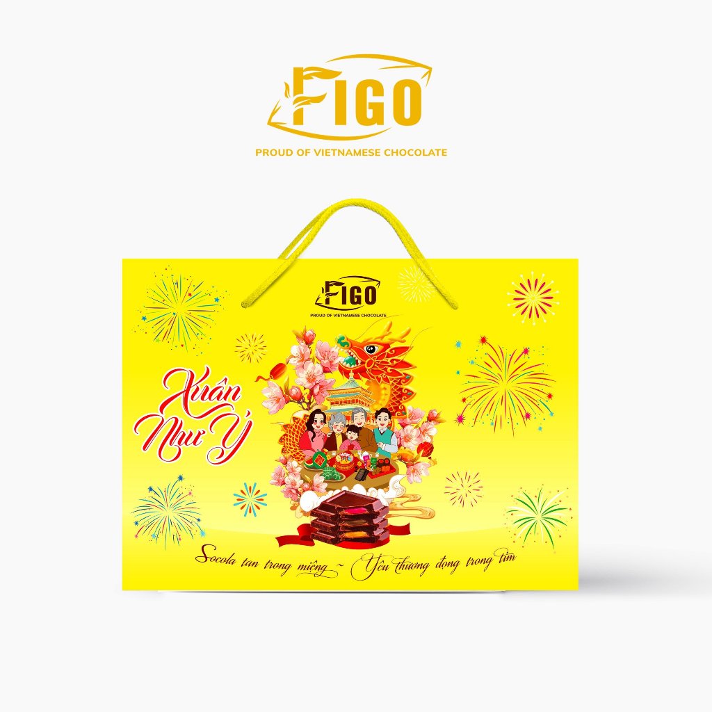 [ HỘP QUÀ TẶNG TẾT 2024 ] Set quà tặng tết XUÂN NHƯ Ý 300g SOCOLA MIX VỊ FIGO