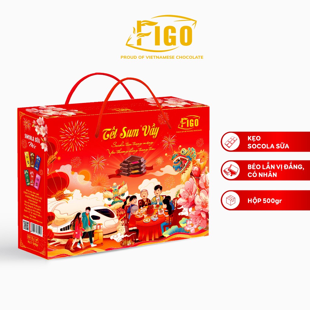 [ HỘP QUÀ TẶNG TẾT 2024 ] Set quà tặng tết XUÂN NHƯ Ý 300g SOCOLA MIX VỊ FIGO