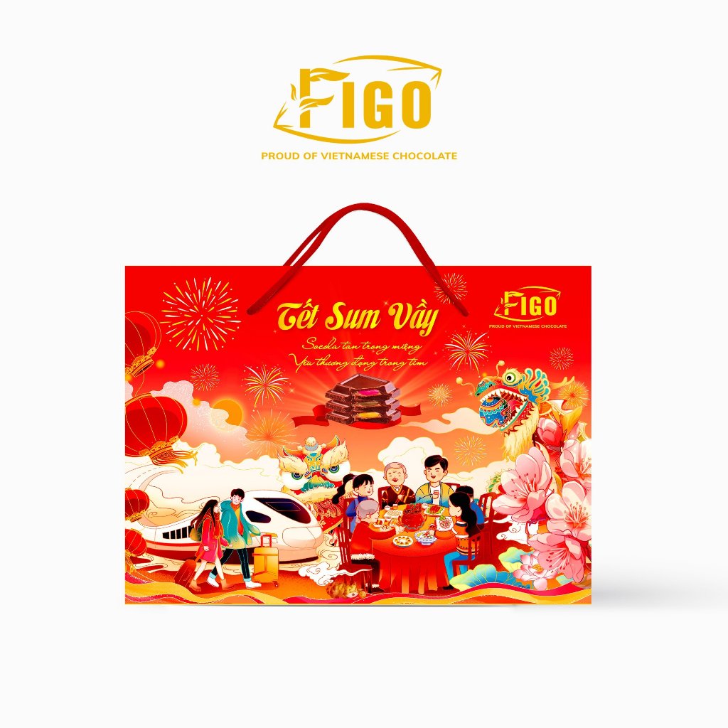 [ HỘP QUÀ TẶNG TẾT 2024 ] Set quà tặng tết XUÂN NHƯ Ý 300g SOCOLA MIX VỊ FIGO